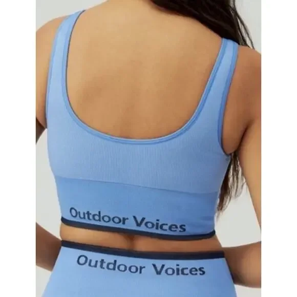 Outdoor Voices Women's Size XXS Seamless Ribbed Knit Longline Bra Blue NWT - Picture 8 of 9
